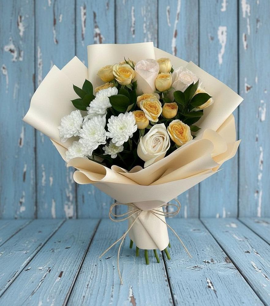 Букет цветов из: Розы и Хризантемы в Угловке