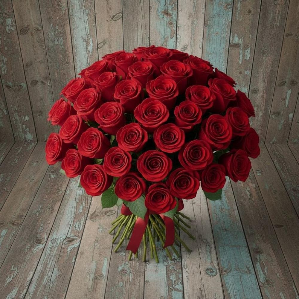 Букет 55 Красных роз Фридом в Угловке