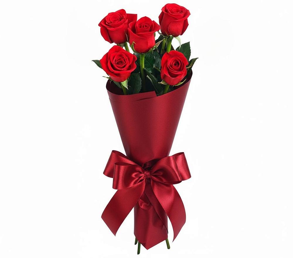 Букет 5 Красных роз Эдлесс Лав в Угловке