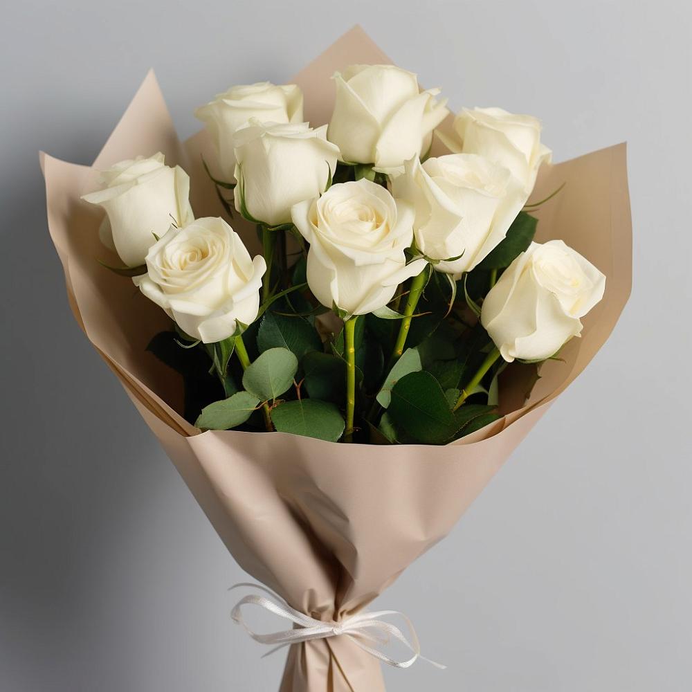 Букет 9 Белых роз Эдлесс Лав в Угловке