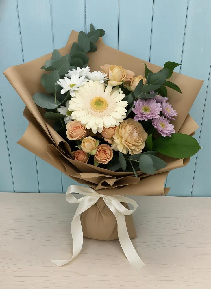 Букет цветов из: Герберы и Хризантемы в Угловке