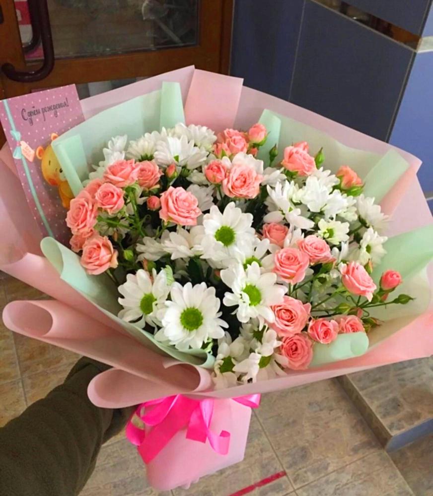 Букет цветов из: Розы и Хризантемы в Угловке