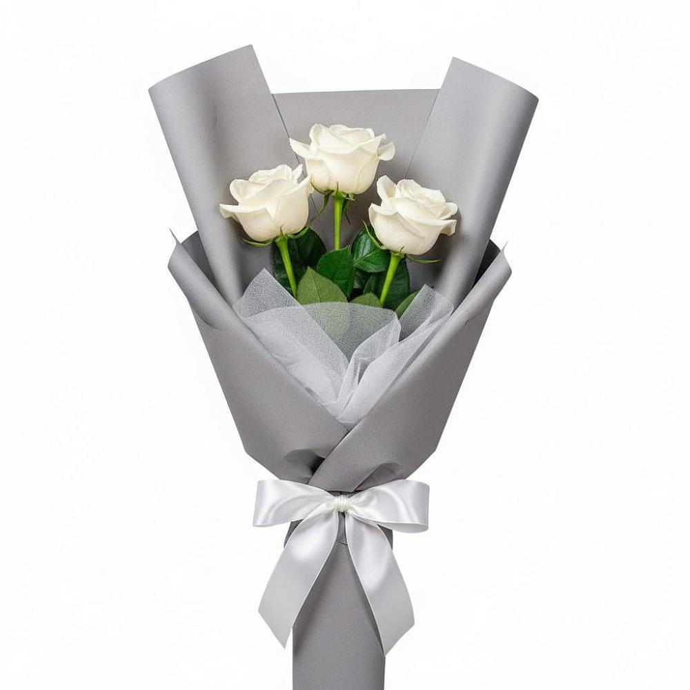 Букет 3 белые розы в Угловке