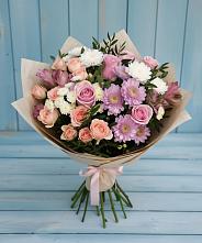 Букет цветов из:  Хризантемы, Розы и Альстромерии в Угловке