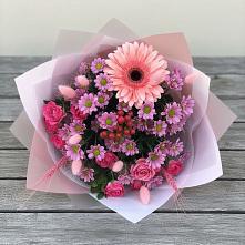 Букет цветов из:  Розы, Герберы и Хризантемы в Угловке