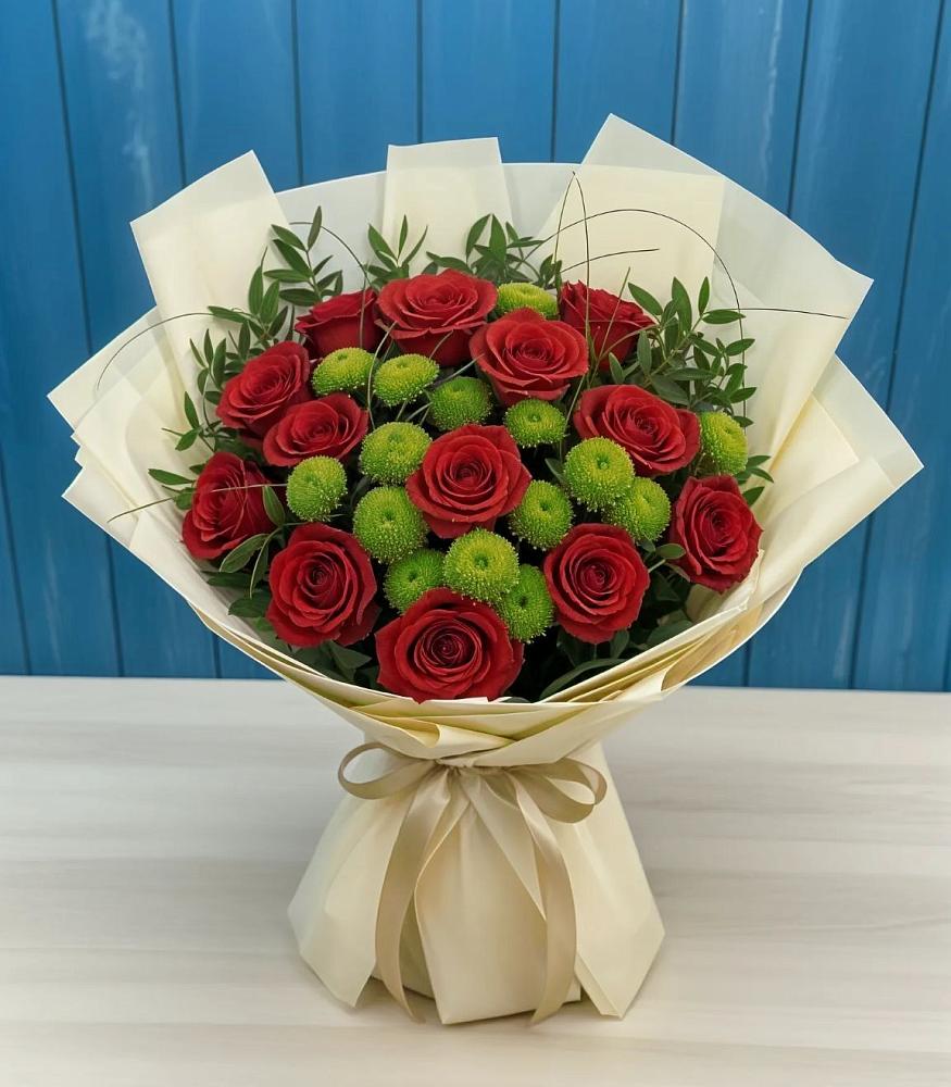 Букет цветов из: Розы и Хризантемы в Угловке