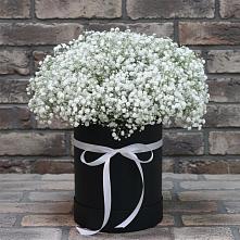 Цветочная композиция из Гипсофила в шляпной коробке в Угловке