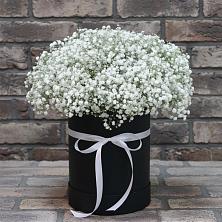 Цветочная композиция из Гипсофила в шляпной коробке в Угловке